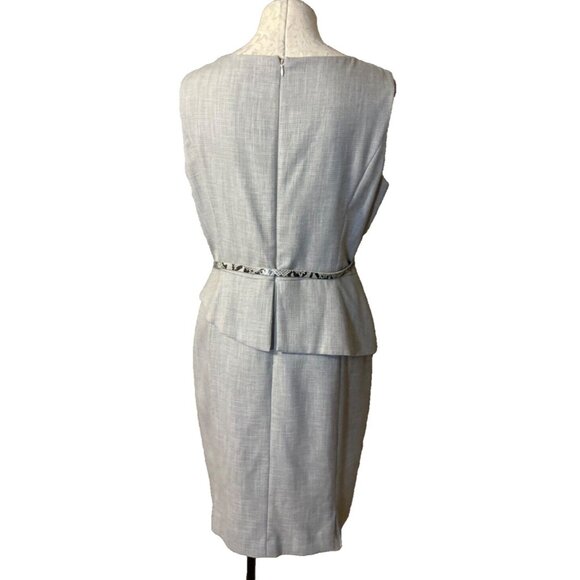 Antonio Melani Dress 12 Gray Stretch Python Belt Sleeveless Career Church - Picture 7 of 12